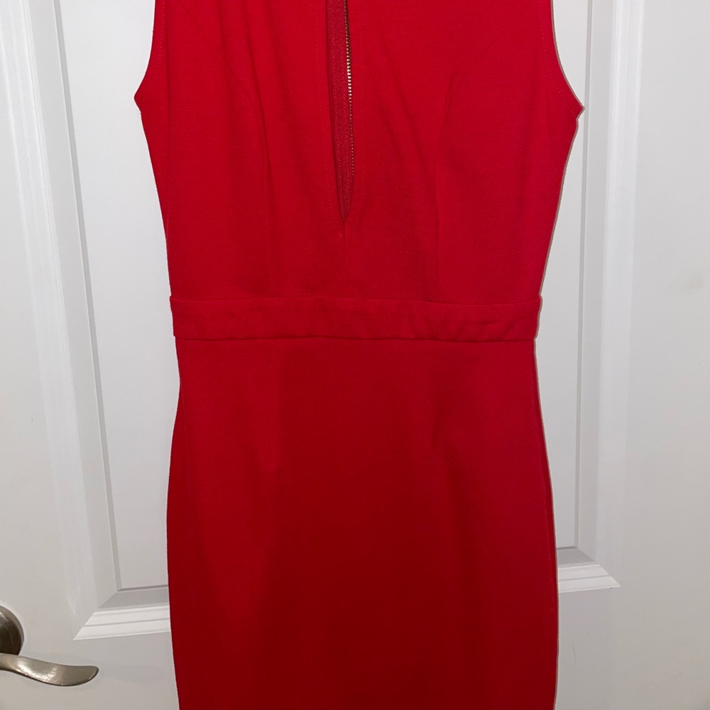 Red Front cut mini dress